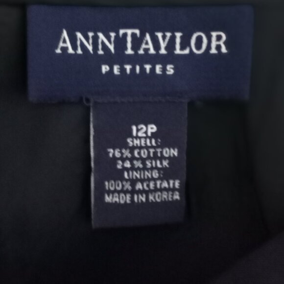 'ANN TAYLOR PETITES' Navy with White Embroidered Floral Skirt Size 12P Lined EUC - Picture 7 of 10
